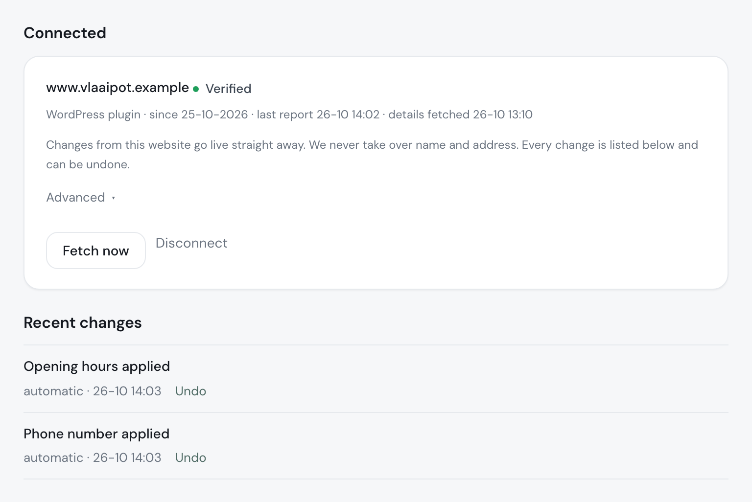 Business Manager, Websites: the connected site and the latest changes